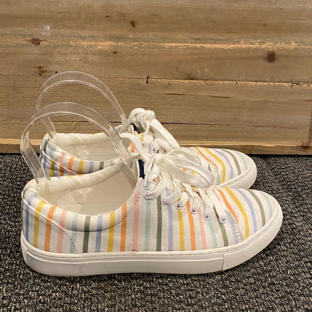 ✅J. Crew Striped Multi Colored Lace up sneakers